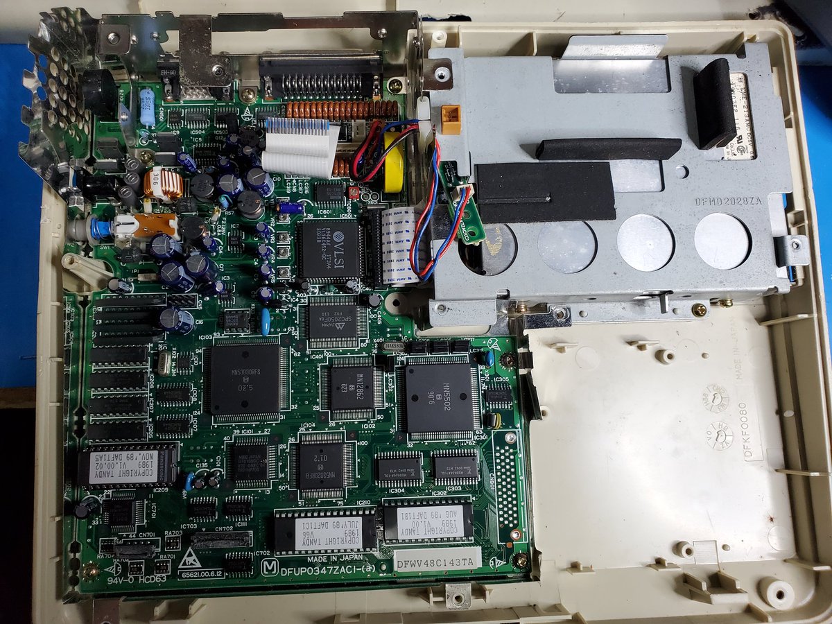 Inside of the Tandy 1100FD motherboard.